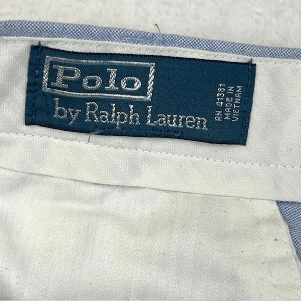 Polo Ralph Lauren Mens Blue Oxford Cotton Chino Shorts Size‎ 42 Flat Front